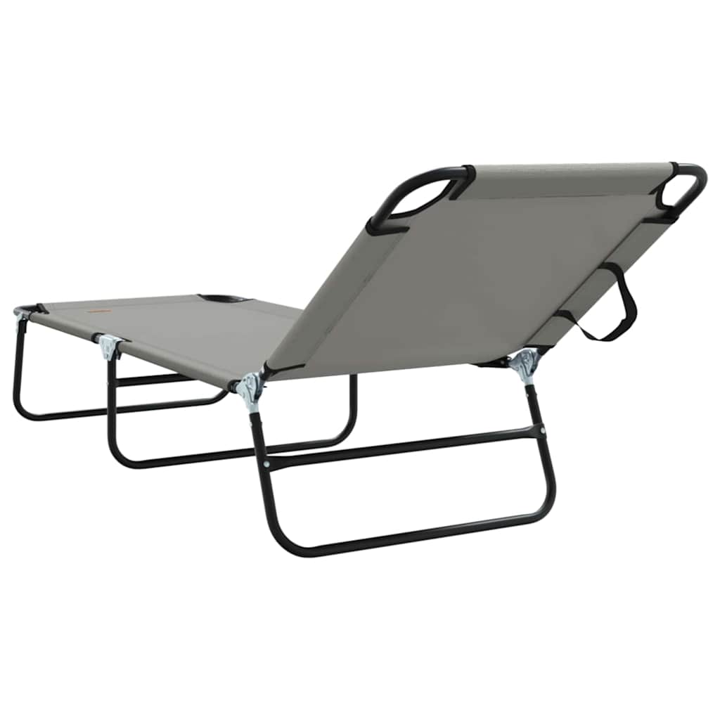 Folding Sun Lounger Folding Grey 56 x 189 x 87cm Fabric