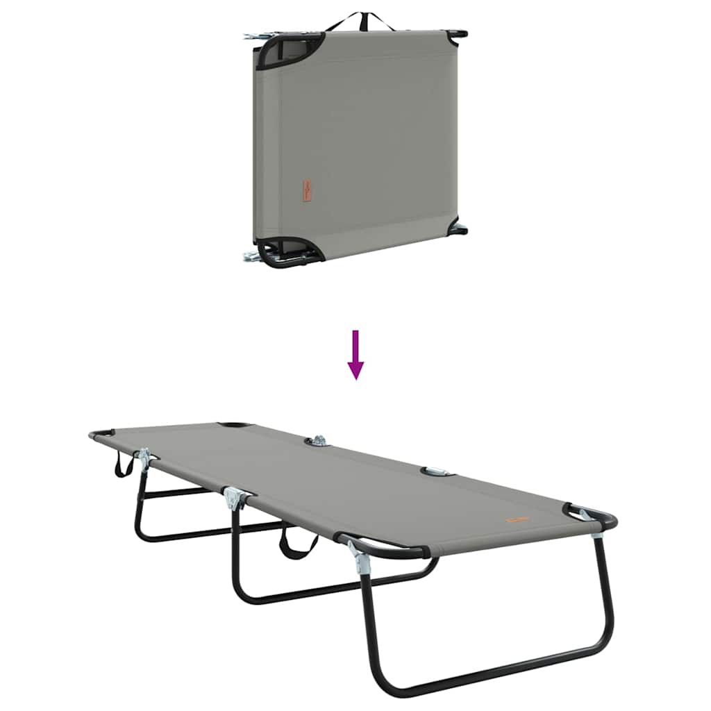 Folding Sun Lounger Folding Grey 56 x 189 x 87cm Fabric