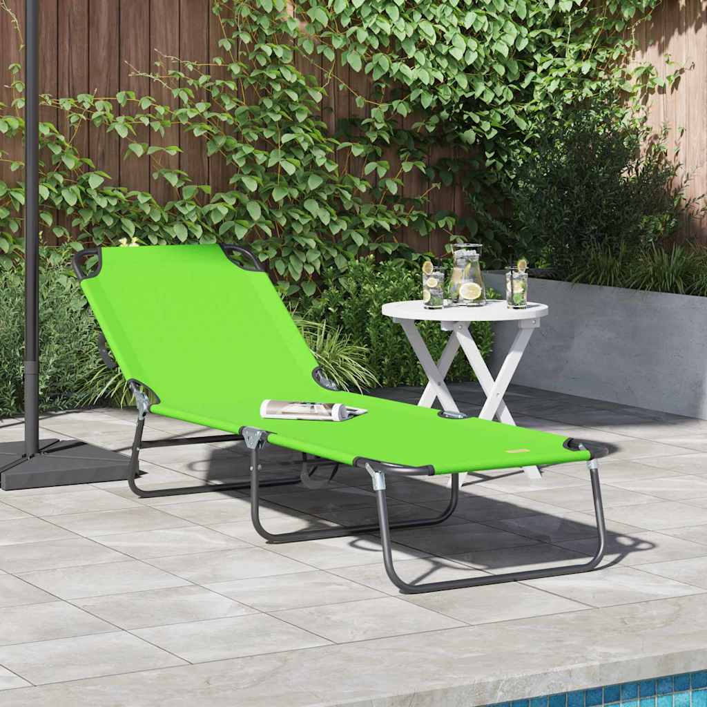 Folding Sun Lounger Folding Green 56 x 189 x 87cm Fabric