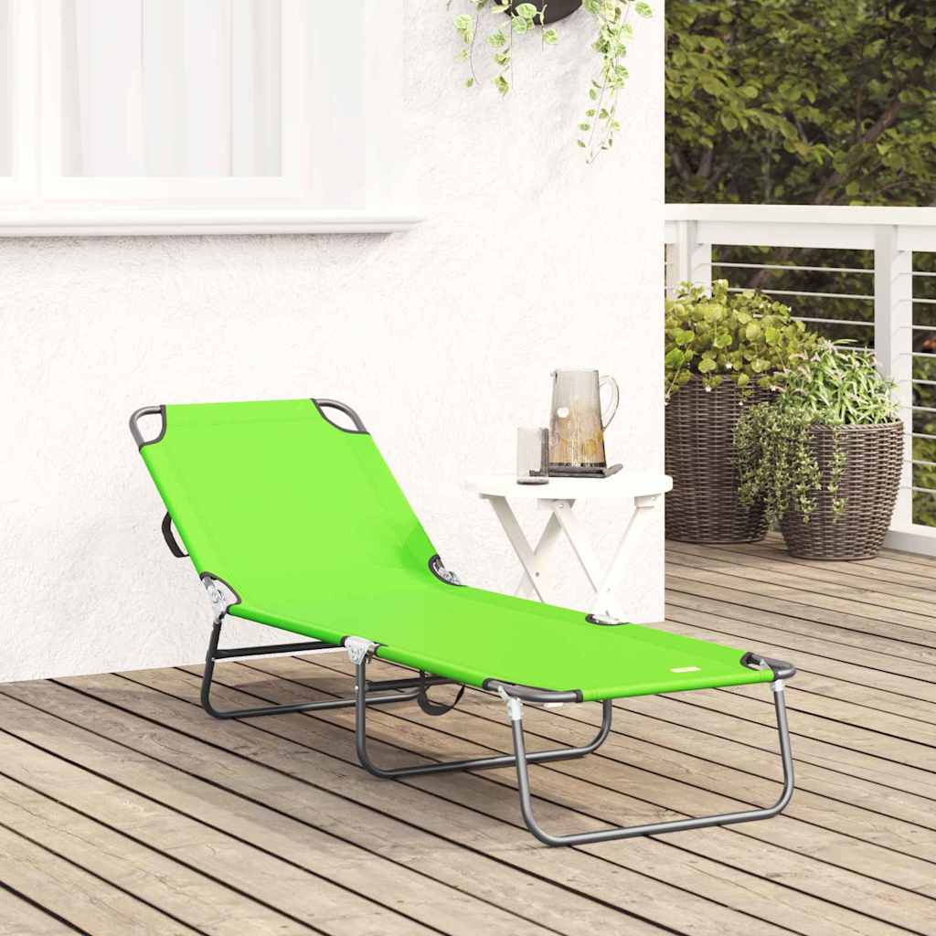 Folding Sun Lounger Folding Green 56 x 189 x 87cm Fabric