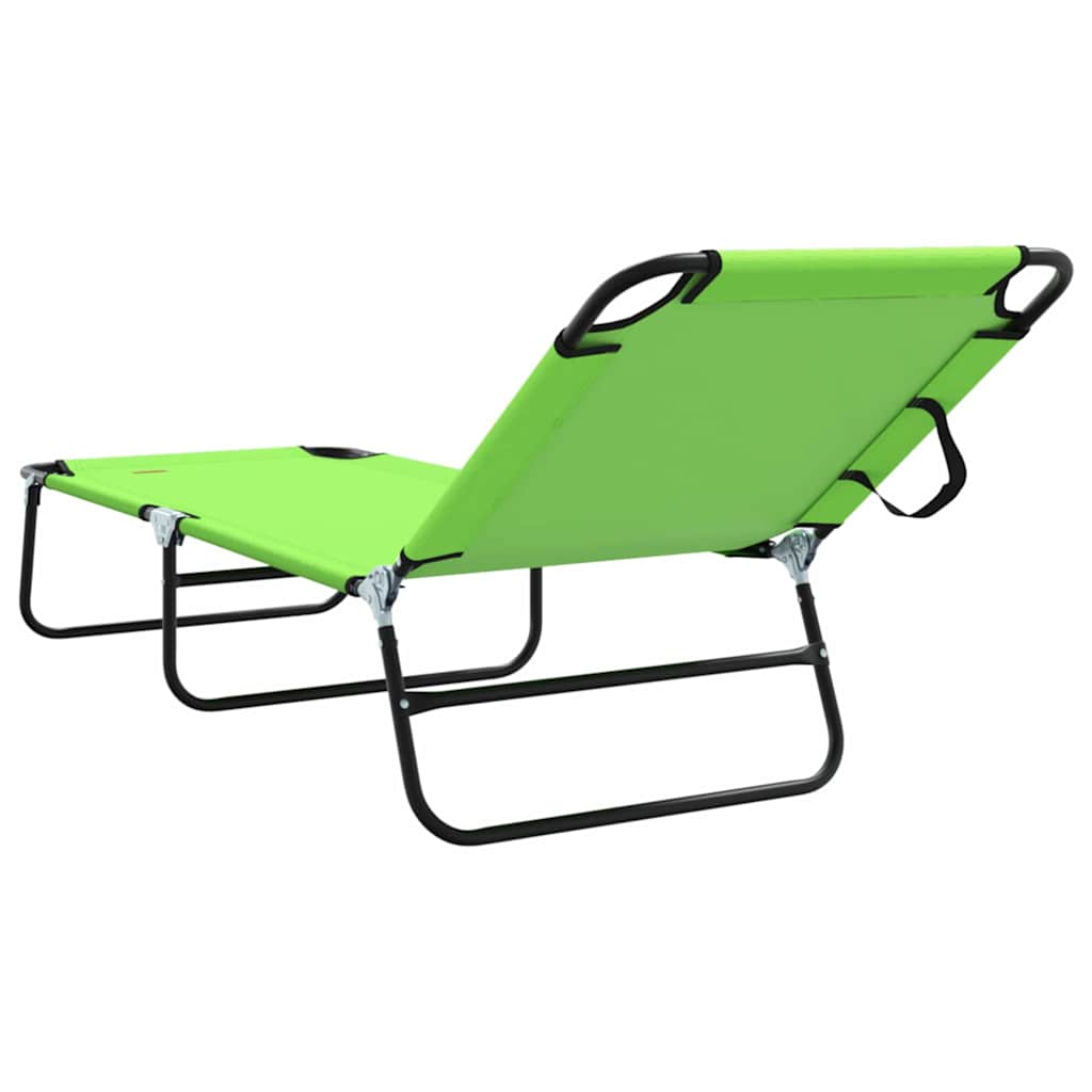 Folding Sun Lounger Folding Green 56 x 189 x 87cm Fabric