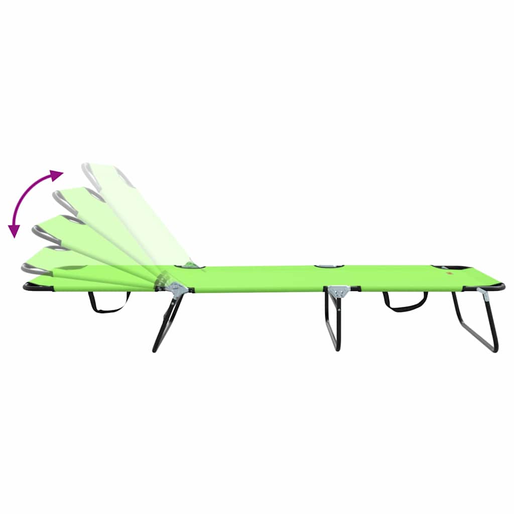 Folding Sun Lounger Folding Green 56 x 189 x 87cm Fabric