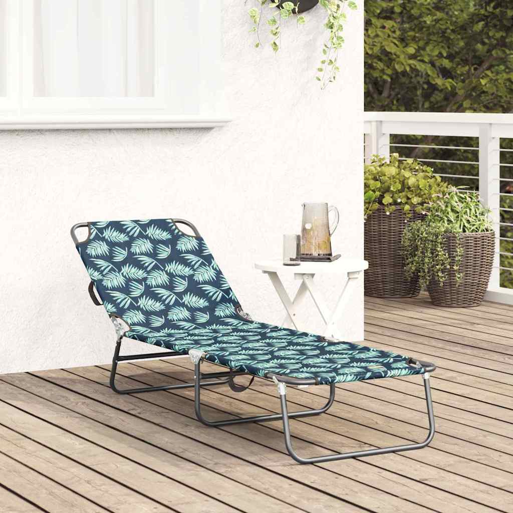Folding Sun Lounger Folding Green 56 x 189 x 87cm Fabric