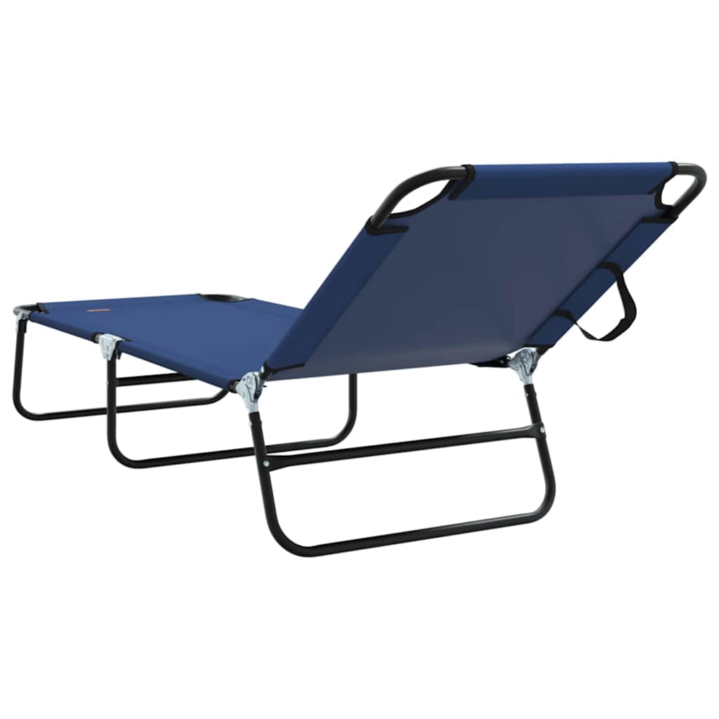 Folding Sun Lounger Folding 2 pcs Blue 56 x 189 x 87cm Fabric