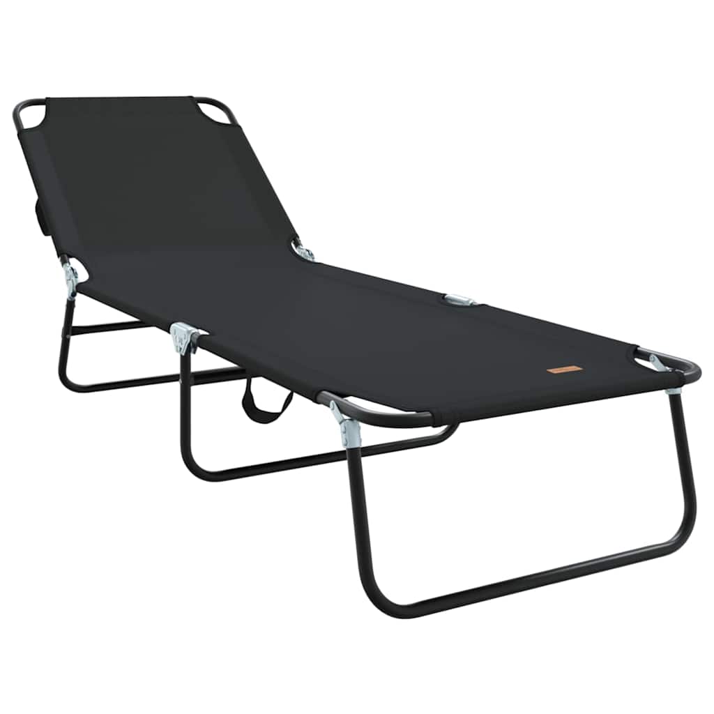 Folding Sun Lounger Folding 2 pcs Black 56 x 189 x 87cm Fabric