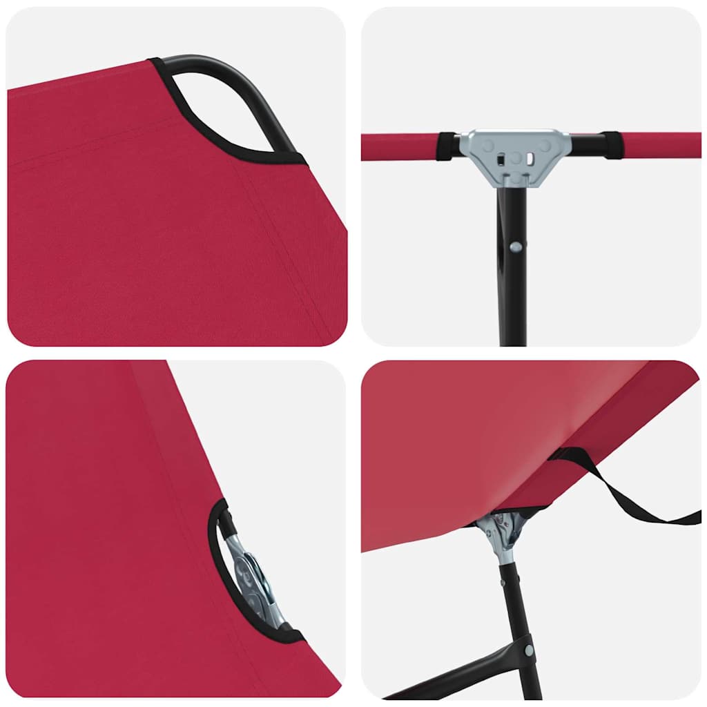 Folding Sun Lounger Folding 2 pcs Red 56 x 189 x 87cm Fabric