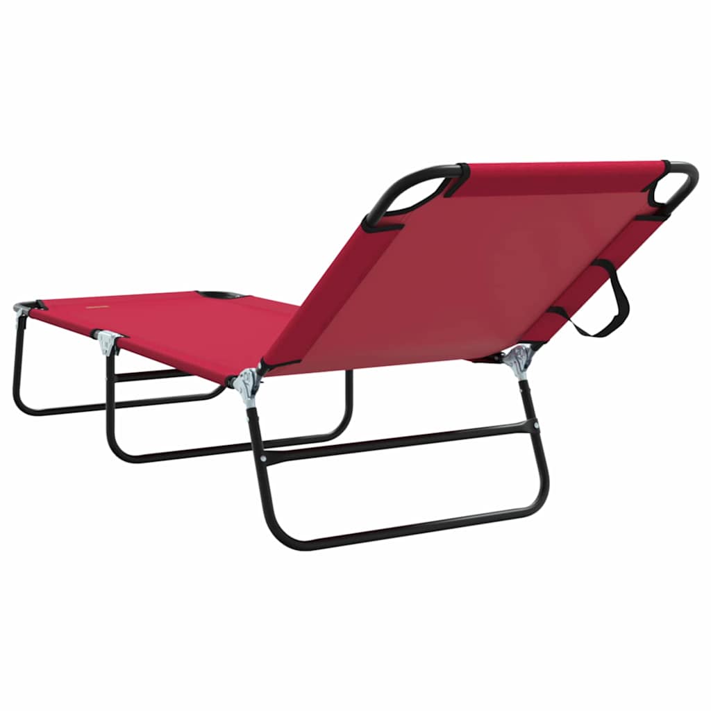 Folding Sun Lounger Folding 2 pcs Red 56 x 189 x 87cm Fabric