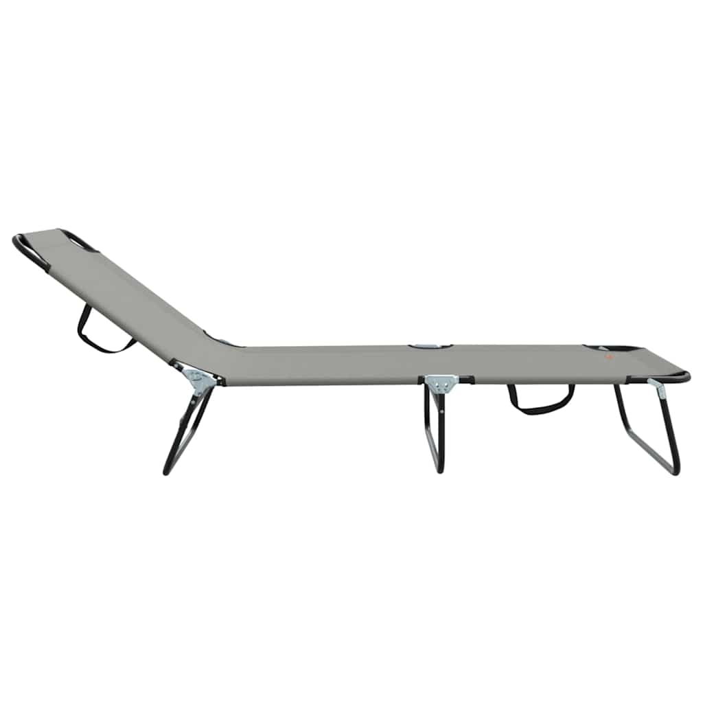 Folding Sun Lounger Folding 2 pcs Grey 56 x 189 x 87cm Fabric