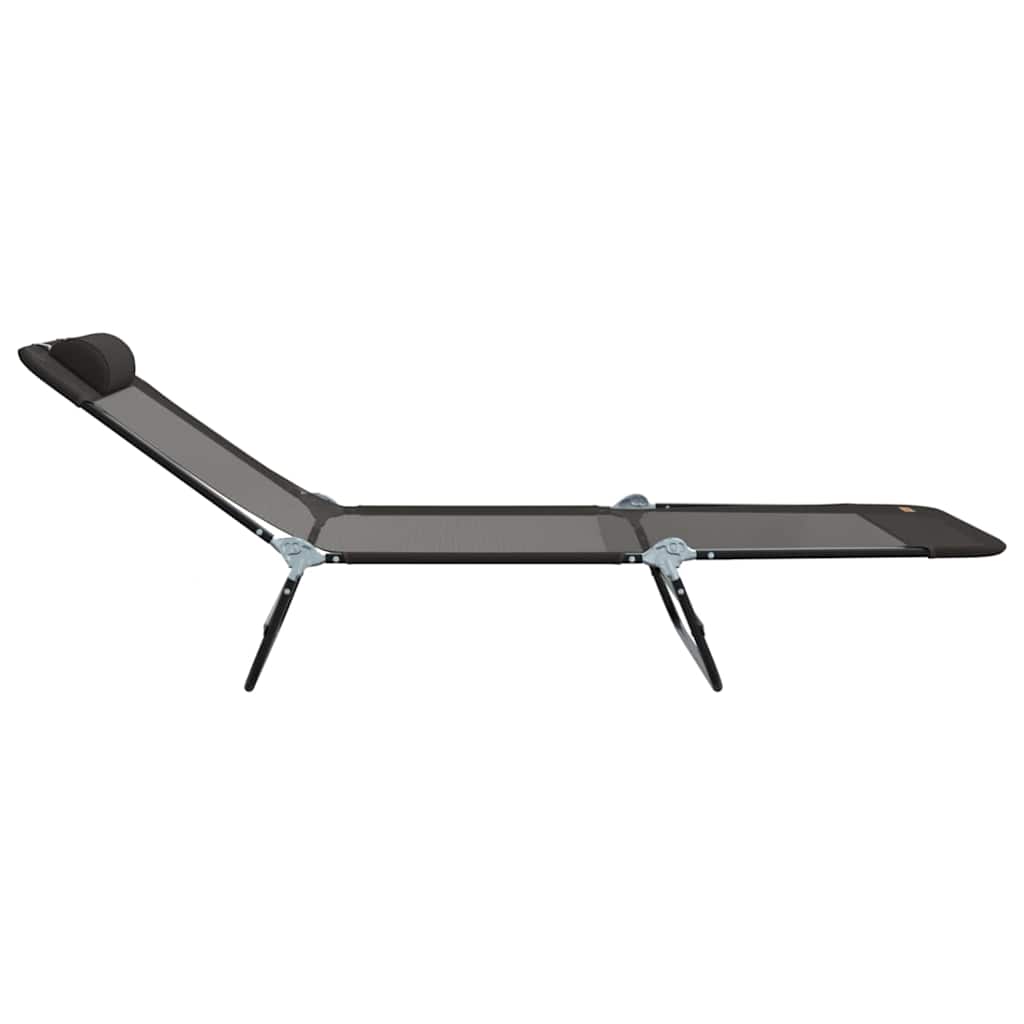 Folding Sun Lounger Folding Black 182 x 55 x 85.5cm Textilene