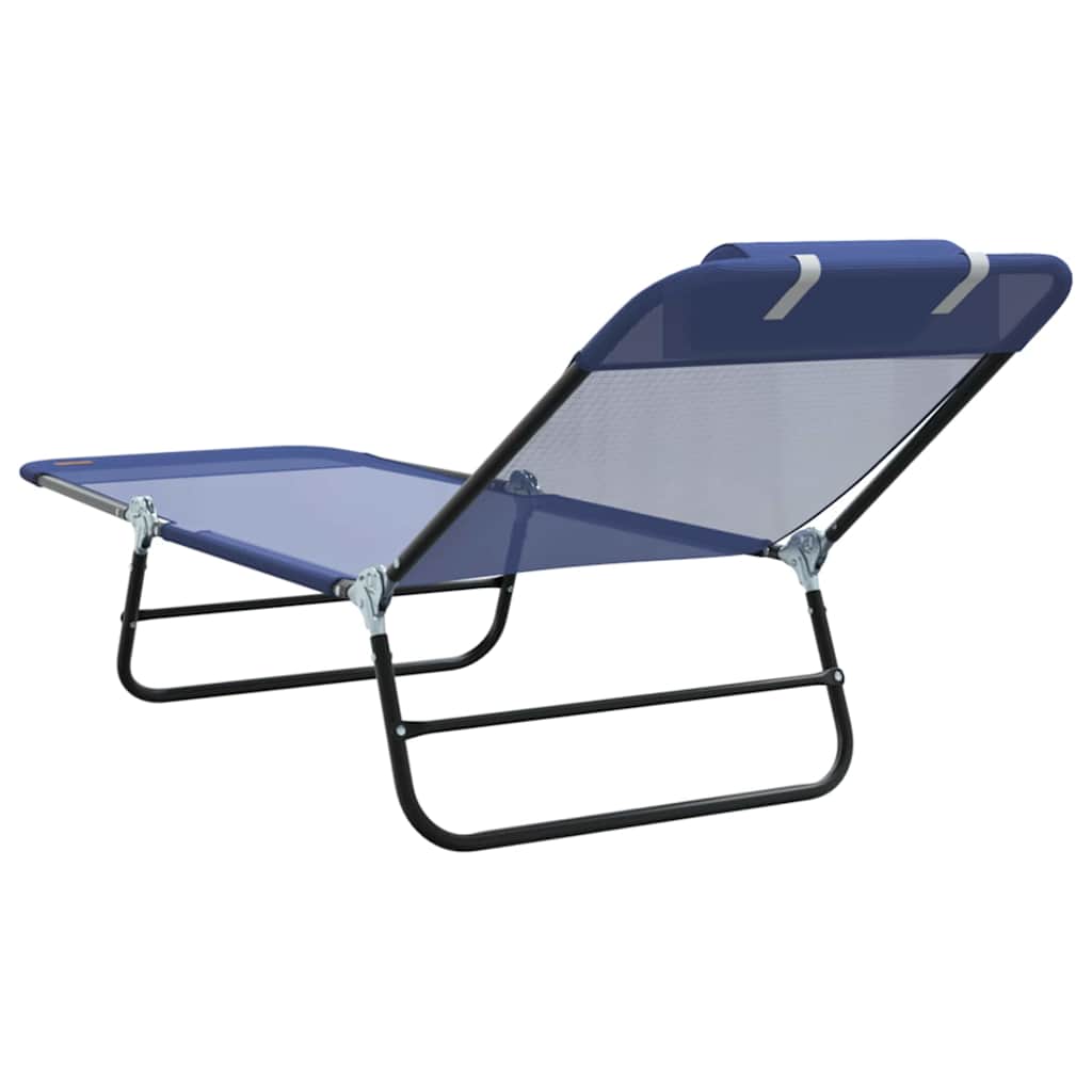 Folding Sun Lounger Folding Navy 182 x 55 x 85.5cm Textilene