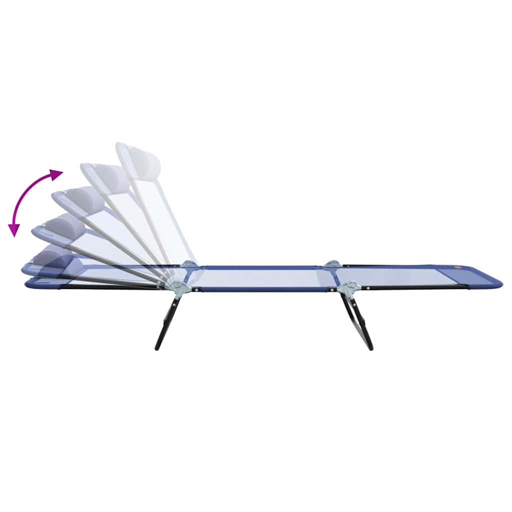 Folding Sun Lounger Folding Navy 182 x 55 x 85.5cm Textilene