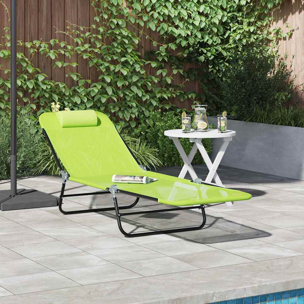 Folding Sun Lounger Folding Green 182 x 55 x 85.5cm Metal