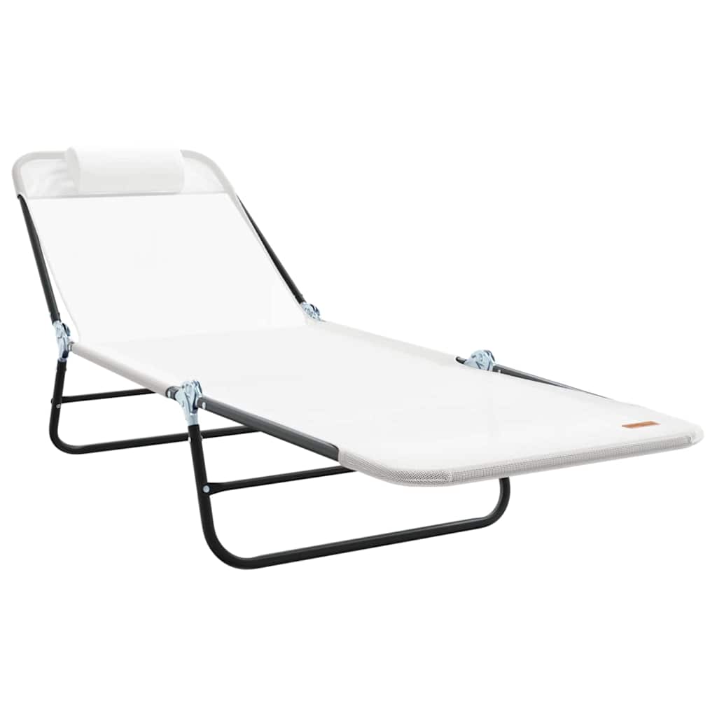 Folding Sun Lounger 2 pcs Cream 182 x 55 x 85.5cm Textilene