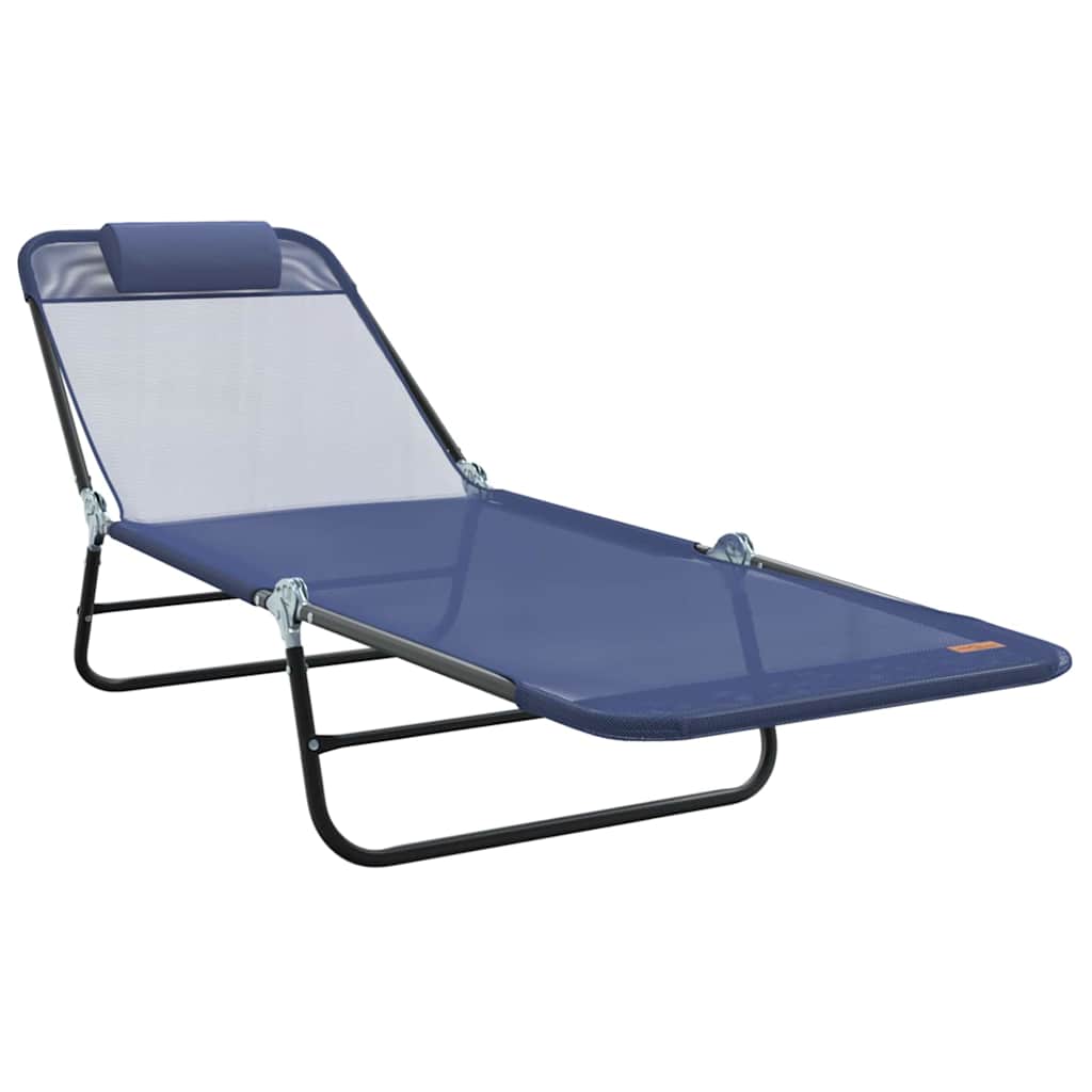 Folding Sun Lounger 2 pcs Navy 182 x 55 x 85.5cm Textilene