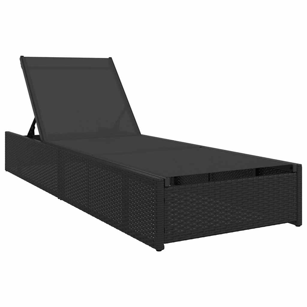 Sun Lounger Reclining Black 60 x 200 x 27cm Poly Rattan