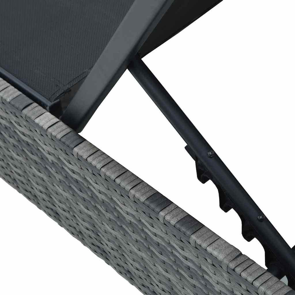 Sun Lounger Reclining 1-person Grey 60 x 200 x 27cm Poly Rattan