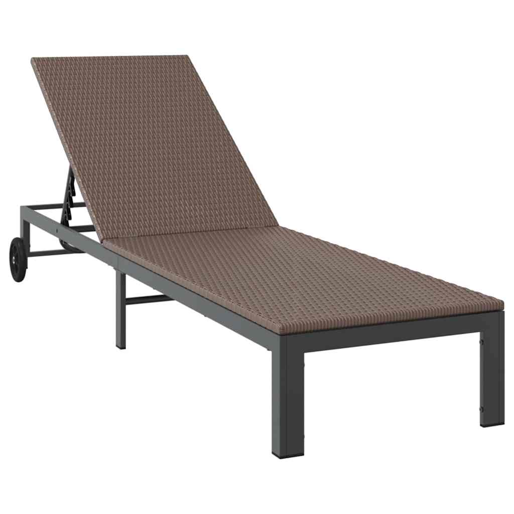 Sunbed 1-person Brown 60 x 200 x 27cm Poly Rattan
