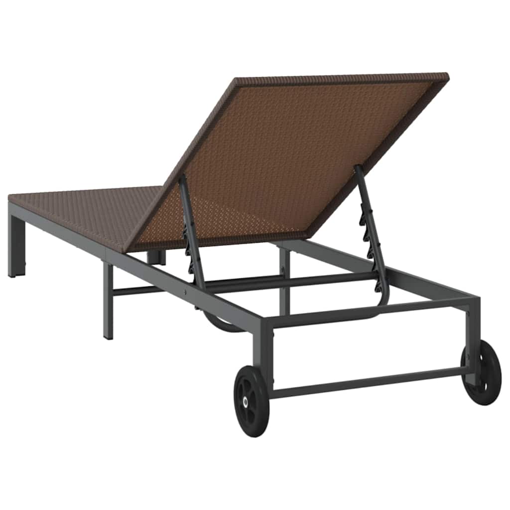 Sunbed 1-person Brown 60 x 200 x 27cm Poly Rattan