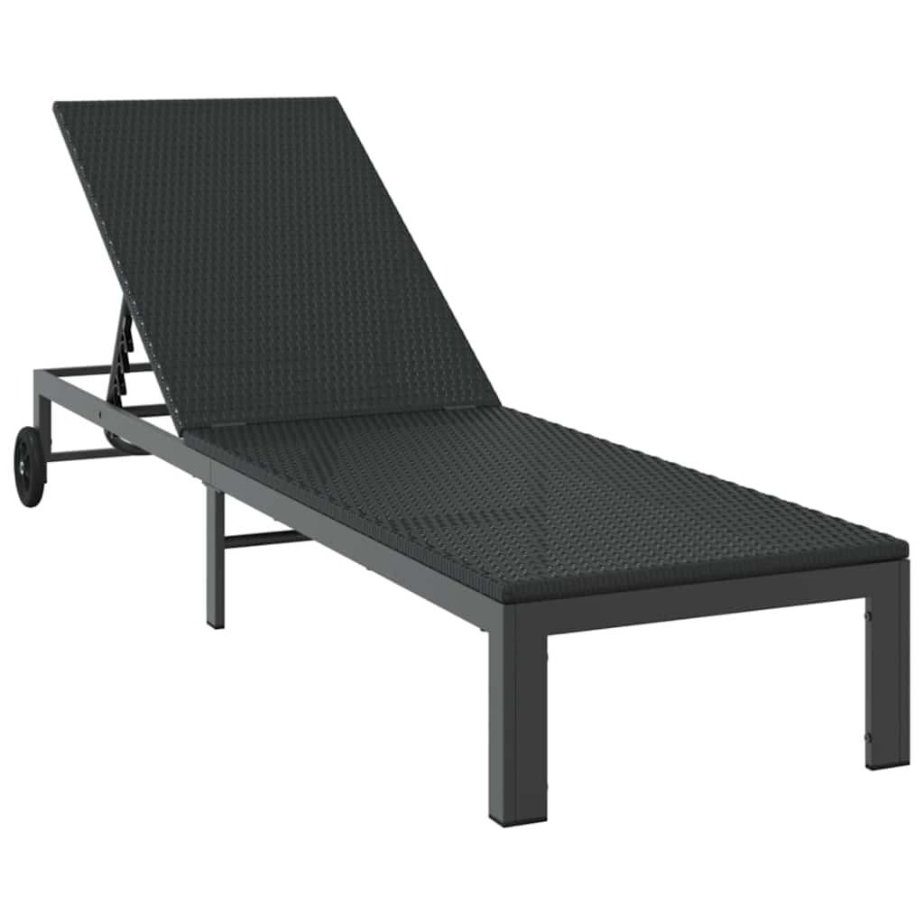Sunbed 1-person Black 60 x 200 x 27cm Poly Rattan