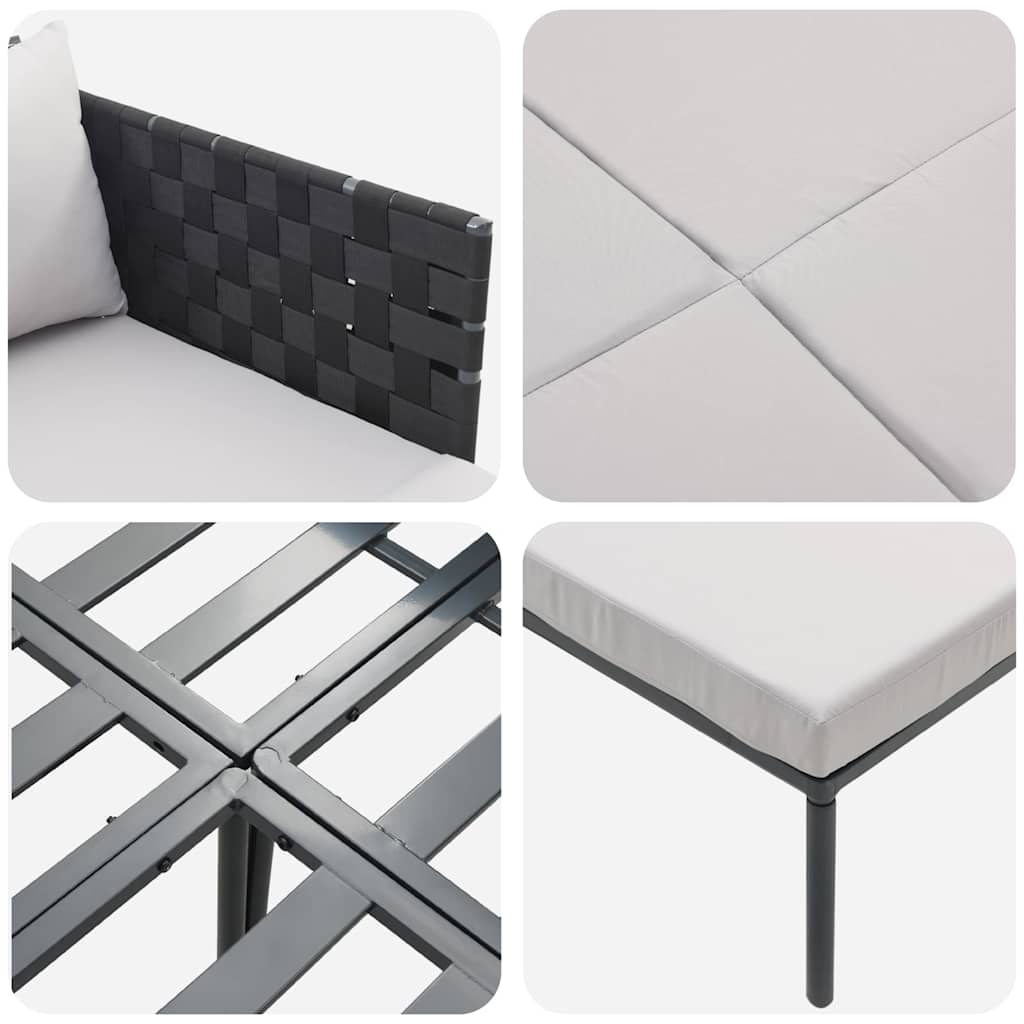 Sunbed with Cushion Anthracite 115 x 153 x 69.5cm Steel