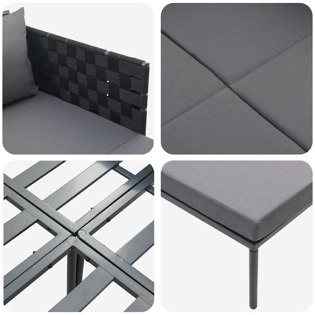 Sunbed with Cushion Anthracite 115 x 153 x 69.5cm Steel