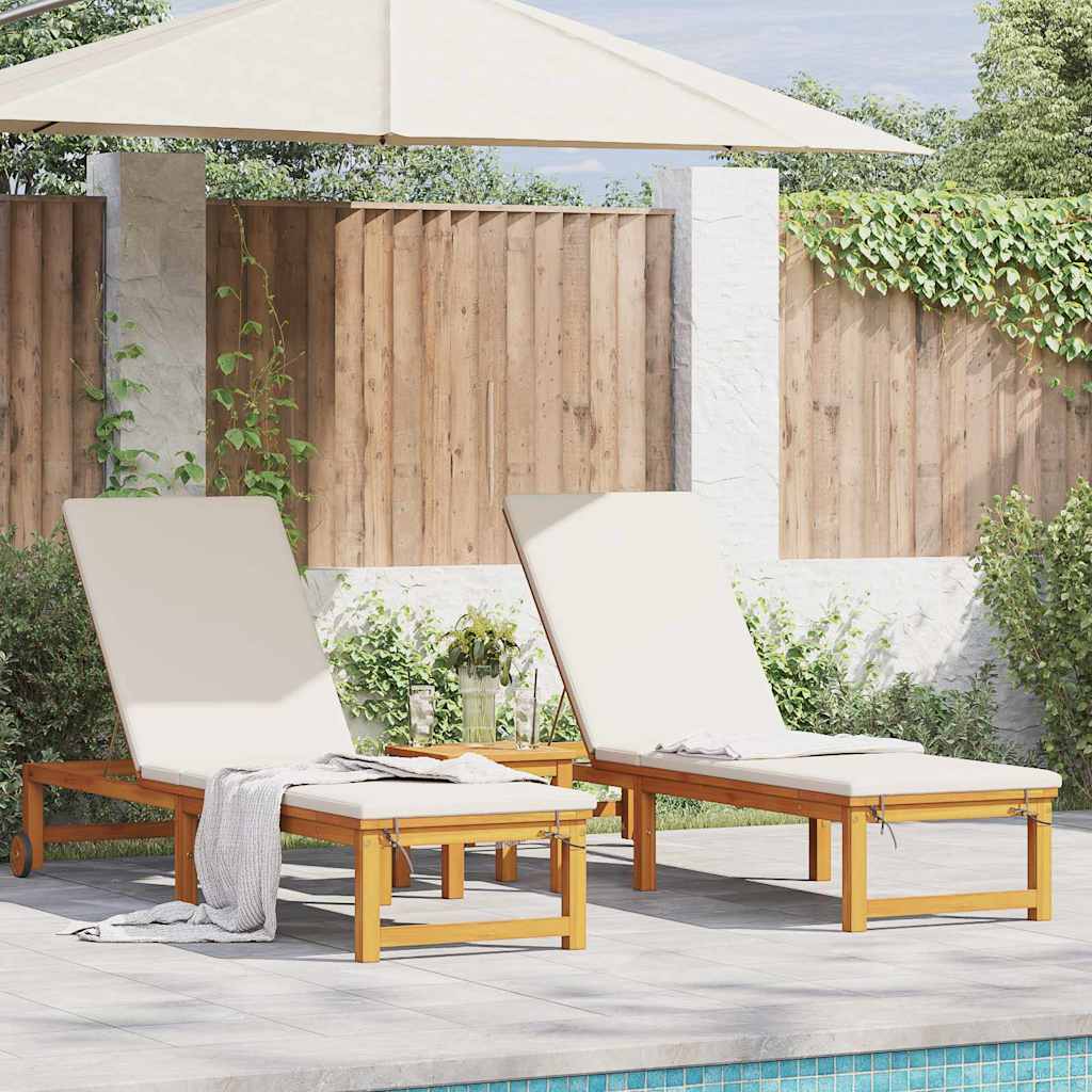 Sun Lounger 3 pcs Brown 35 x 35 x 34cm Solid Acacia wood
