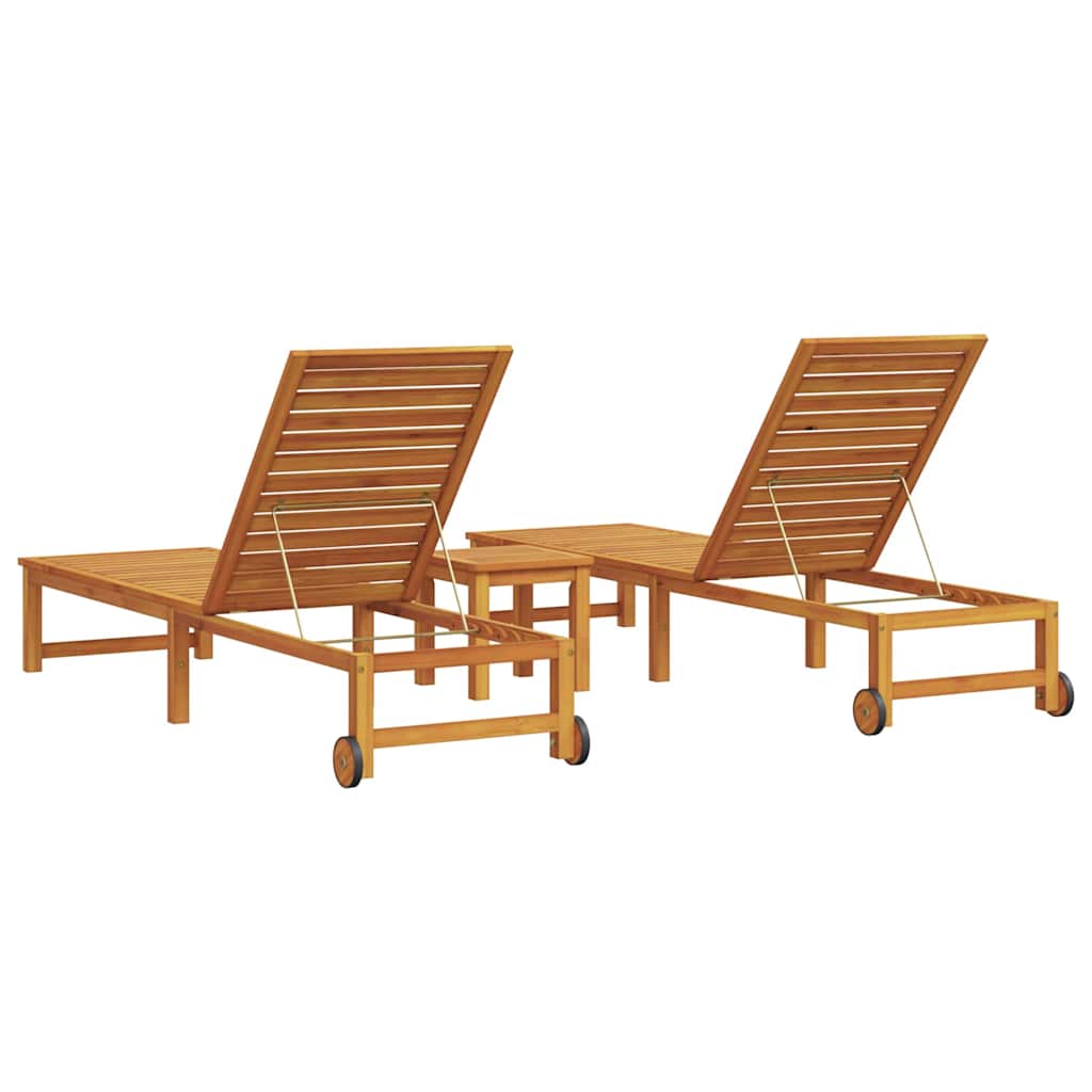 Sun Lounger 3 pcs Brown 35 x 35 x 34cm Solid Acacia wood