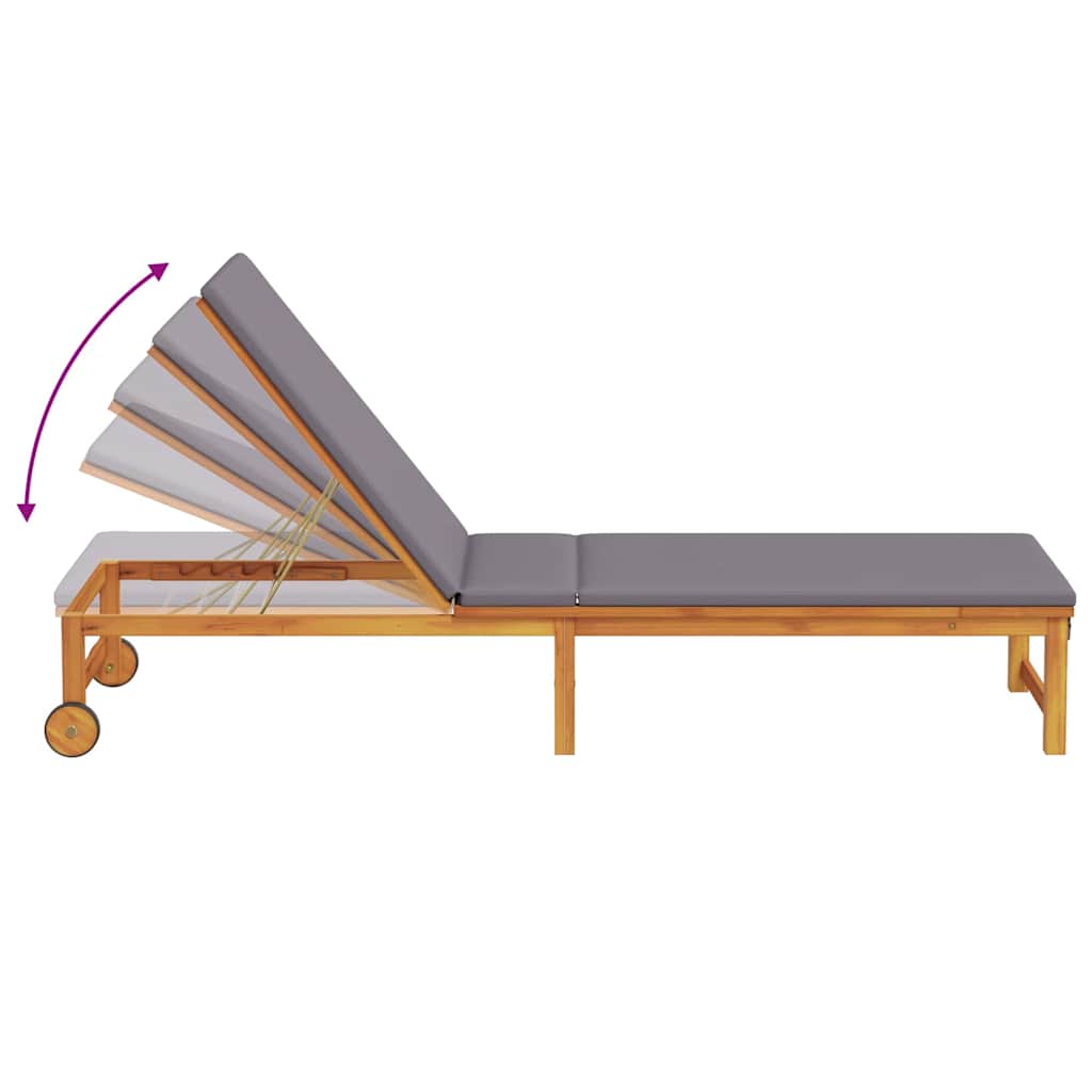 Sun Lounger 2 pcs Brown 53 x 202 x 89cm Solid Acacia wood