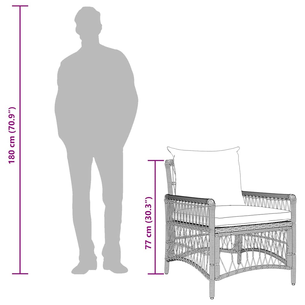 Garden Chair Grey 60 x 70 x 78cm Poly Rattan