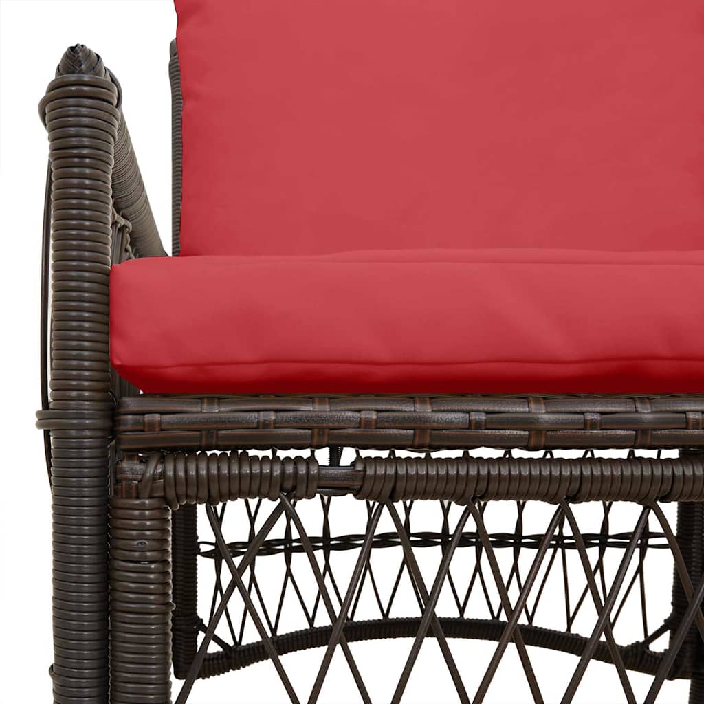 Garden Chair with Cushion Brown 73 x 61 x 77 cm Poly Rattan