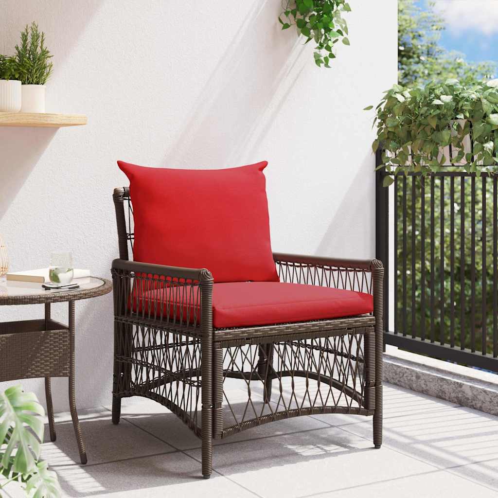 Garden Chair with Cushion Brown 73 x 61 x 77 cm Poly Rattan