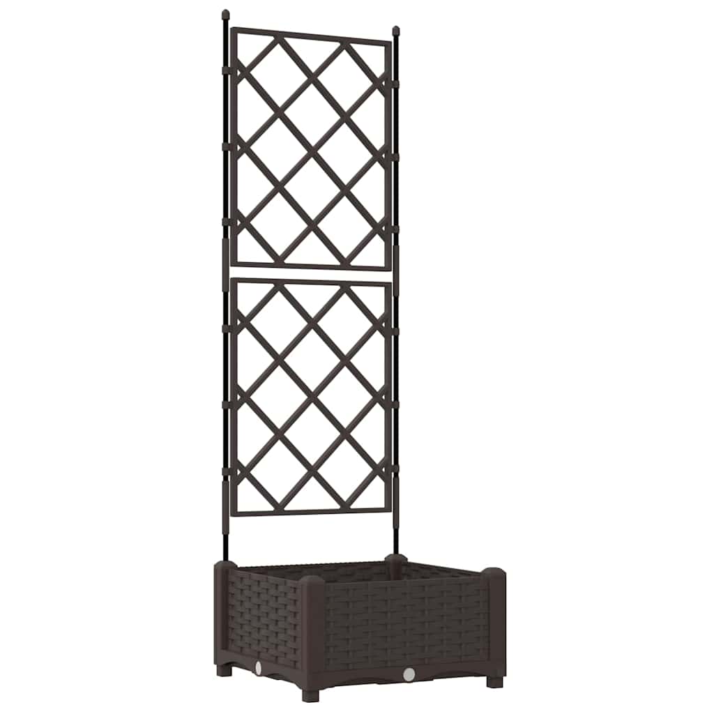 Garden Planter with Trellis Brown 40 x 40 x 125.5 cm PP