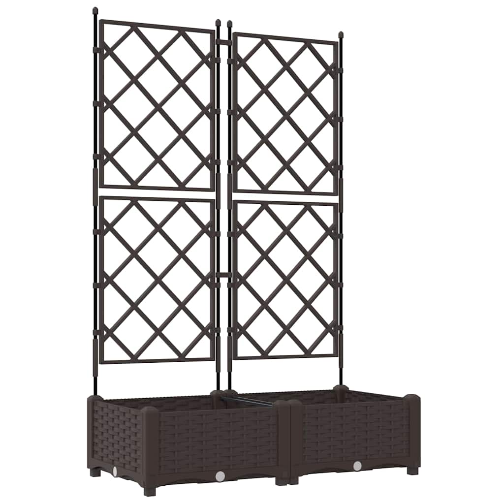 Garden Planter with Trellis 2 pcs Brown 80 x 40 x 125.5 cm PP