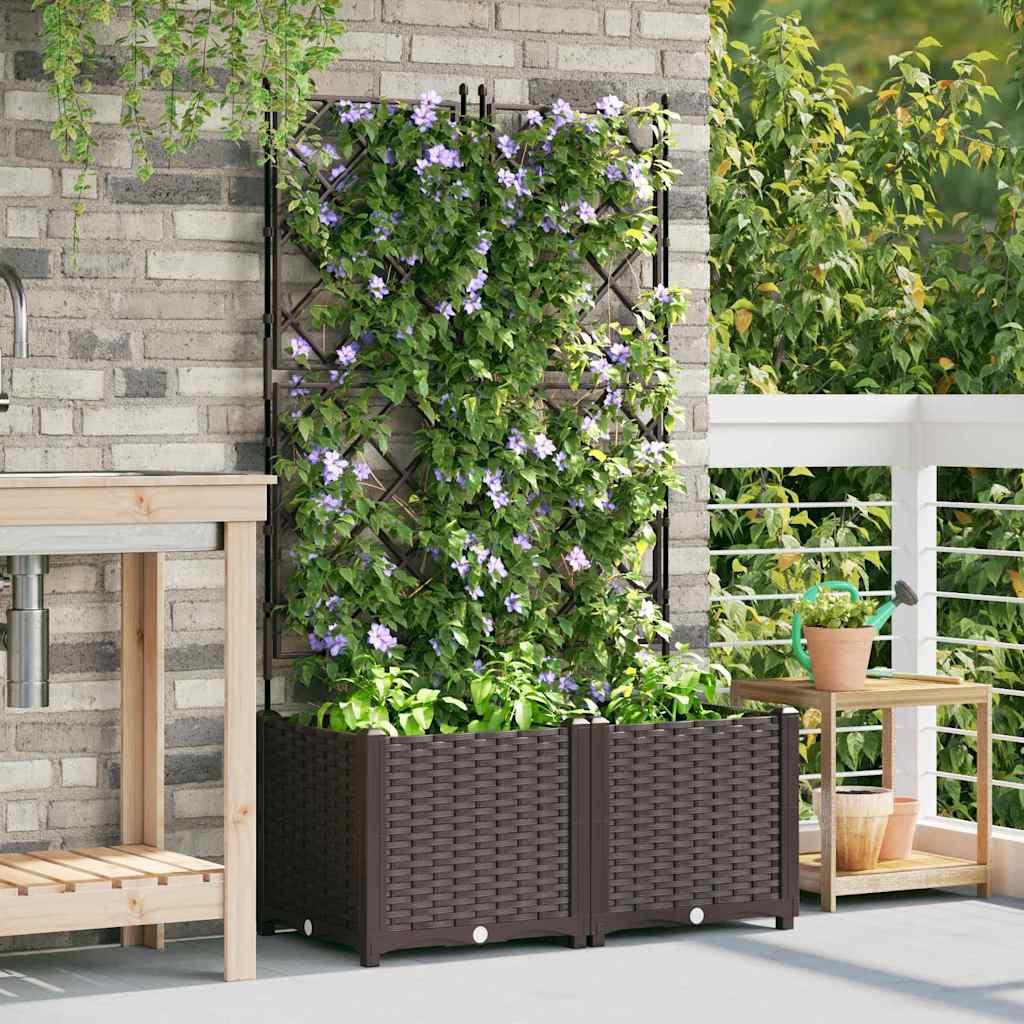 Garden Planter 2 pcs Brown 80 x 40 x 143 cm Steel
