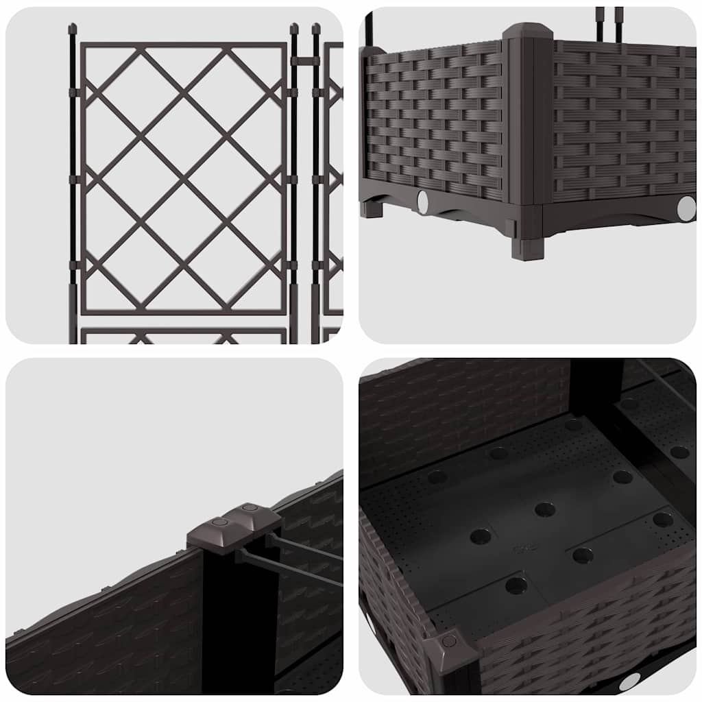 Garden Planter with Trellis 3 pcs Brown 120 x 40 x 125.5 cm PP