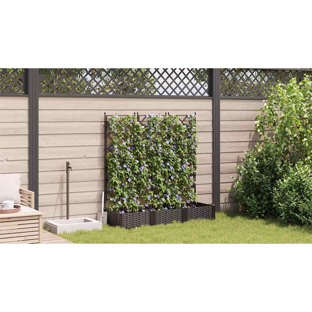 Garden Planter with Trellis 3 pcs Brown 120 x 40 x 125.5 cm PP