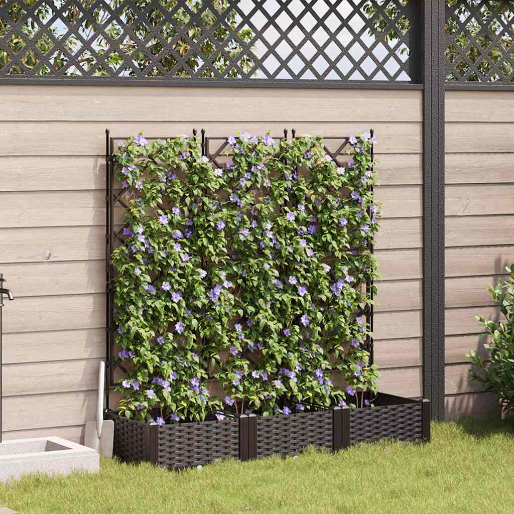 Garden Planter with Trellis 3 pcs Brown 120 x 40 x 125.5 cm PP