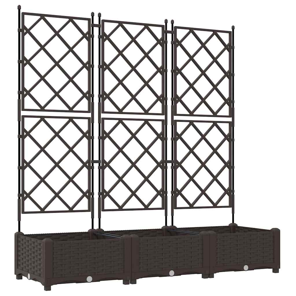 Garden Planter with Trellis 3 pcs Brown 120 x 40 x 125.5 cm PP