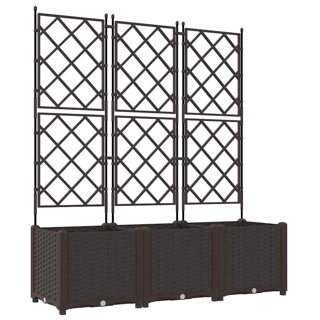 Garden Planter with Trellis 3 pcs Brown 120 x 40 x 143 cm PP