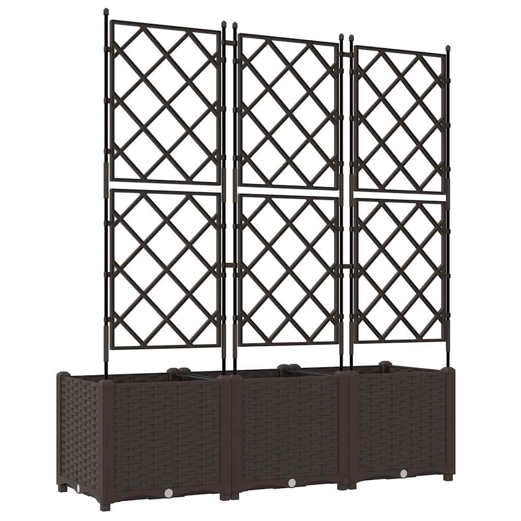 Garden Planter with Trellis 3 pcs Brown 120 x 40 x 143 cm PP