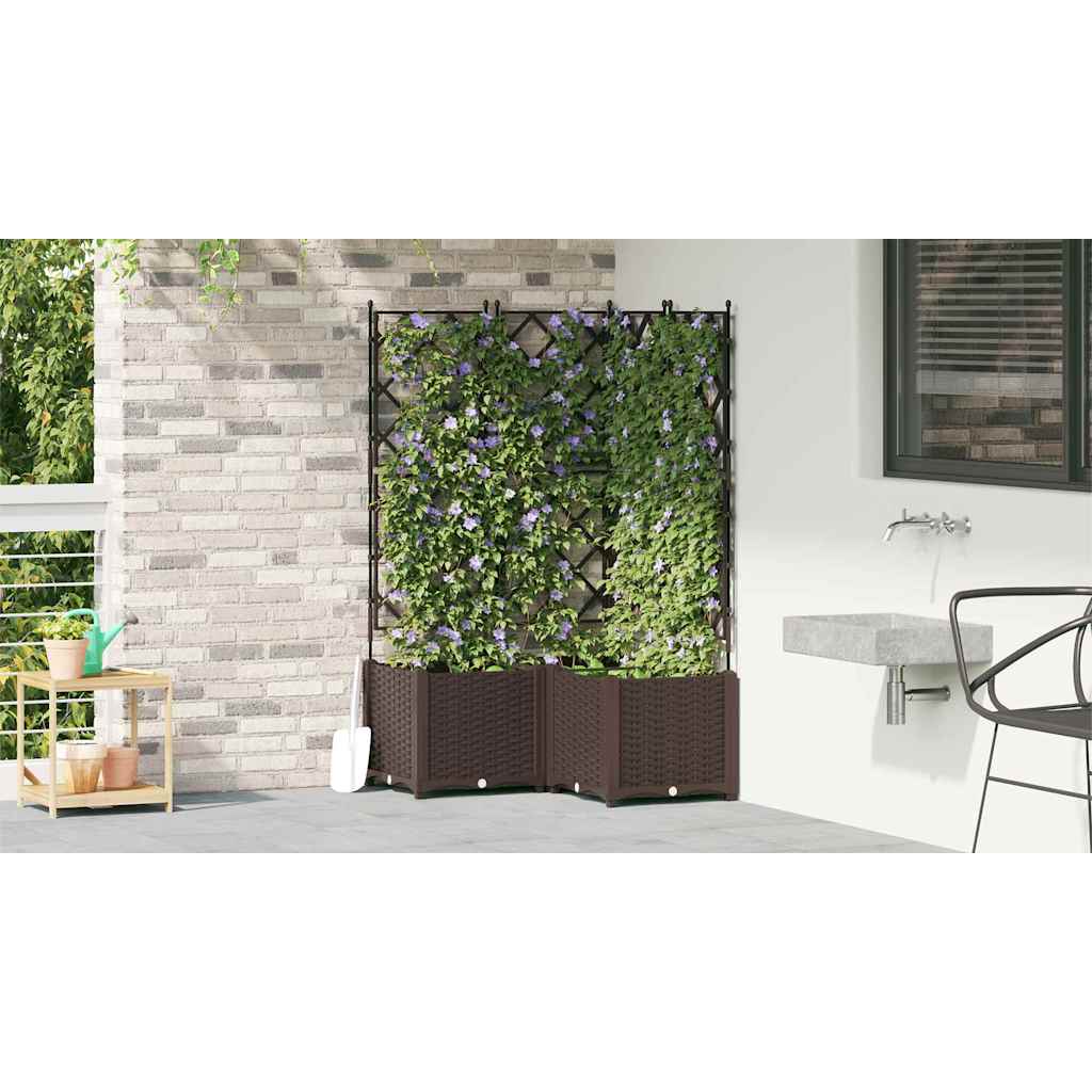 Garden Planter 3 pcs Brown 80 x 80 x 143 cm Steel