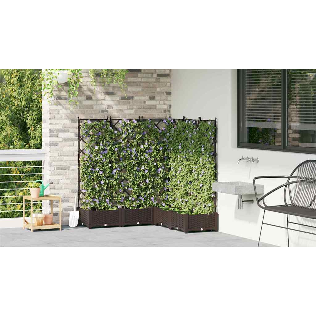 Garden Planter with Trellis 5 pcs Brown 120 x 120 x 125.5 cm PP
