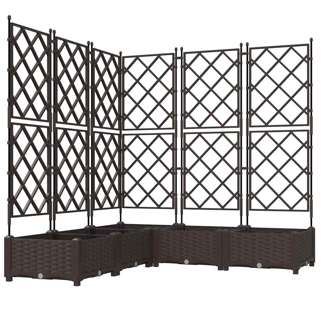 Garden Planter with Trellis 5 pcs Brown 120 x 120 x 125.5 cm PP