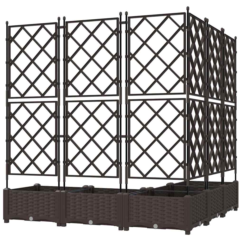 Garden Planter with Trellis 5 pcs Brown 120 x 120 x 125.5 cm PP
