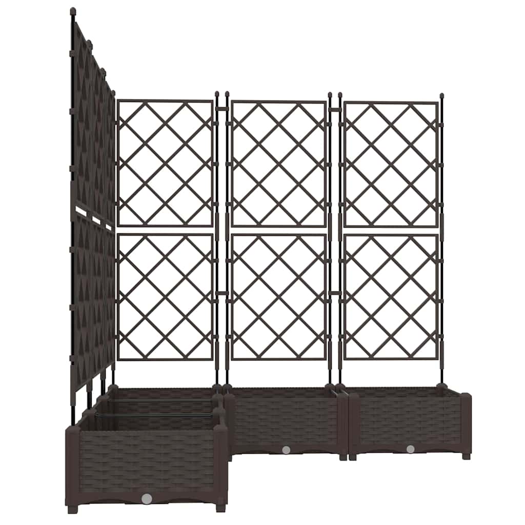 Garden Planter with Trellis 5 pcs Brown 120 x 120 x 125.5 cm PP