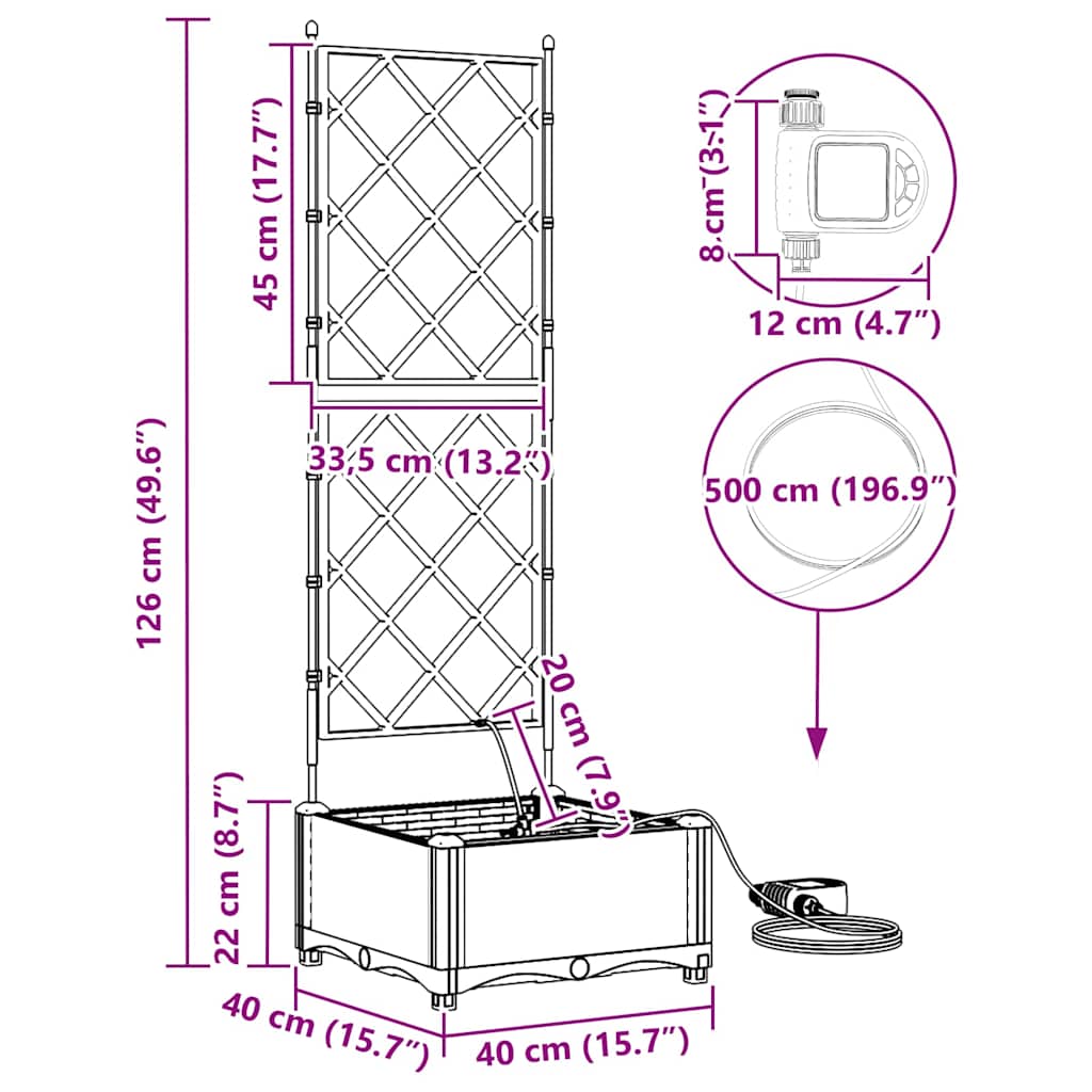 Garden Brown 40 x 40 x 126 cm Steel