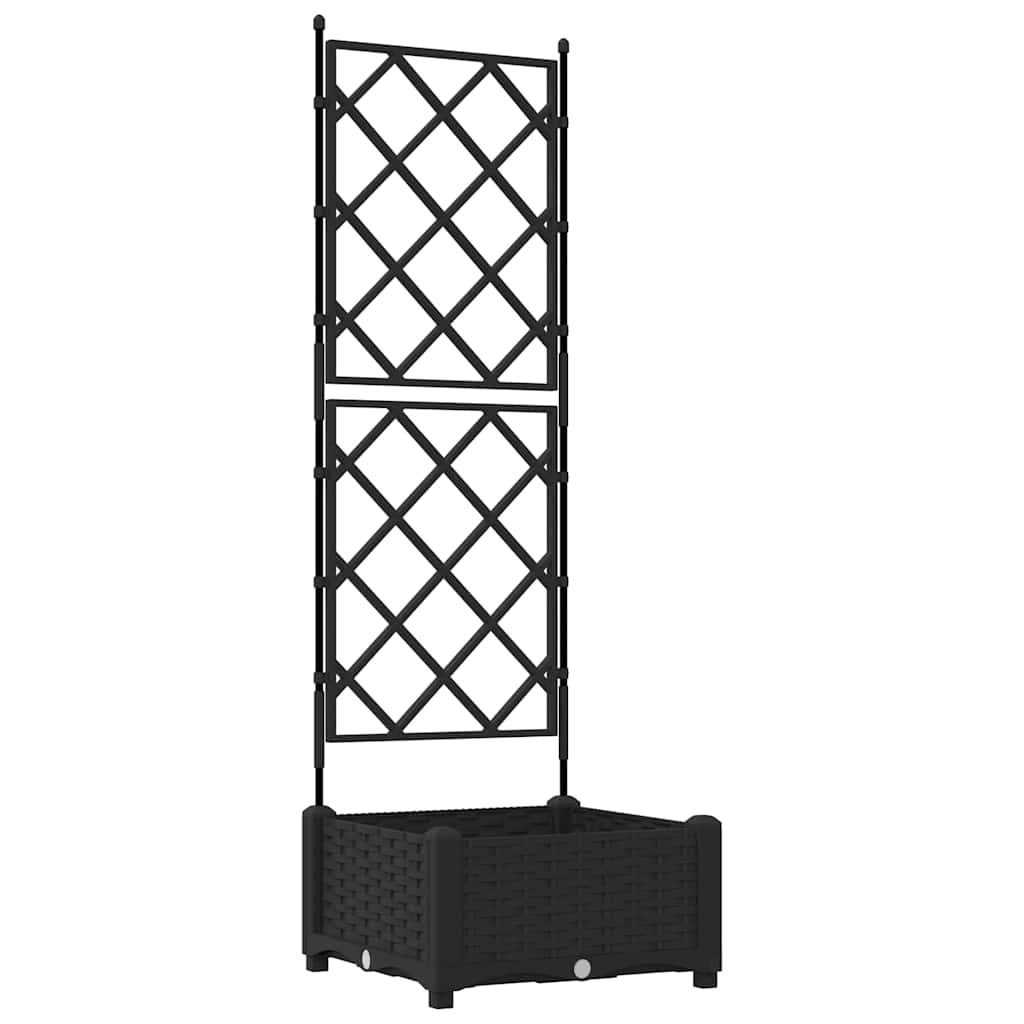 Garden Planter with Trellis Black 40 x 40 x 125.5 cm PP