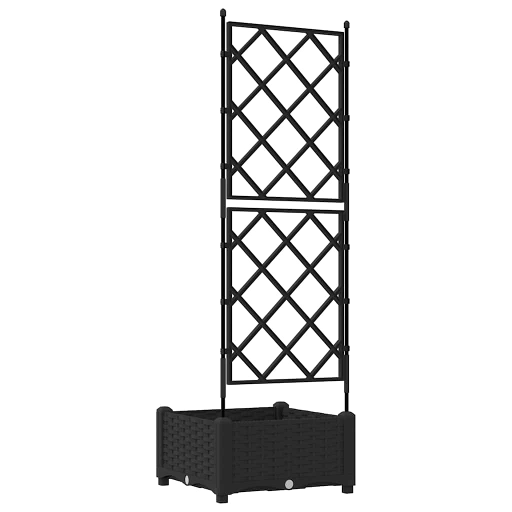 Garden Planter with Trellis Black 40 x 40 x 125.5 cm PP