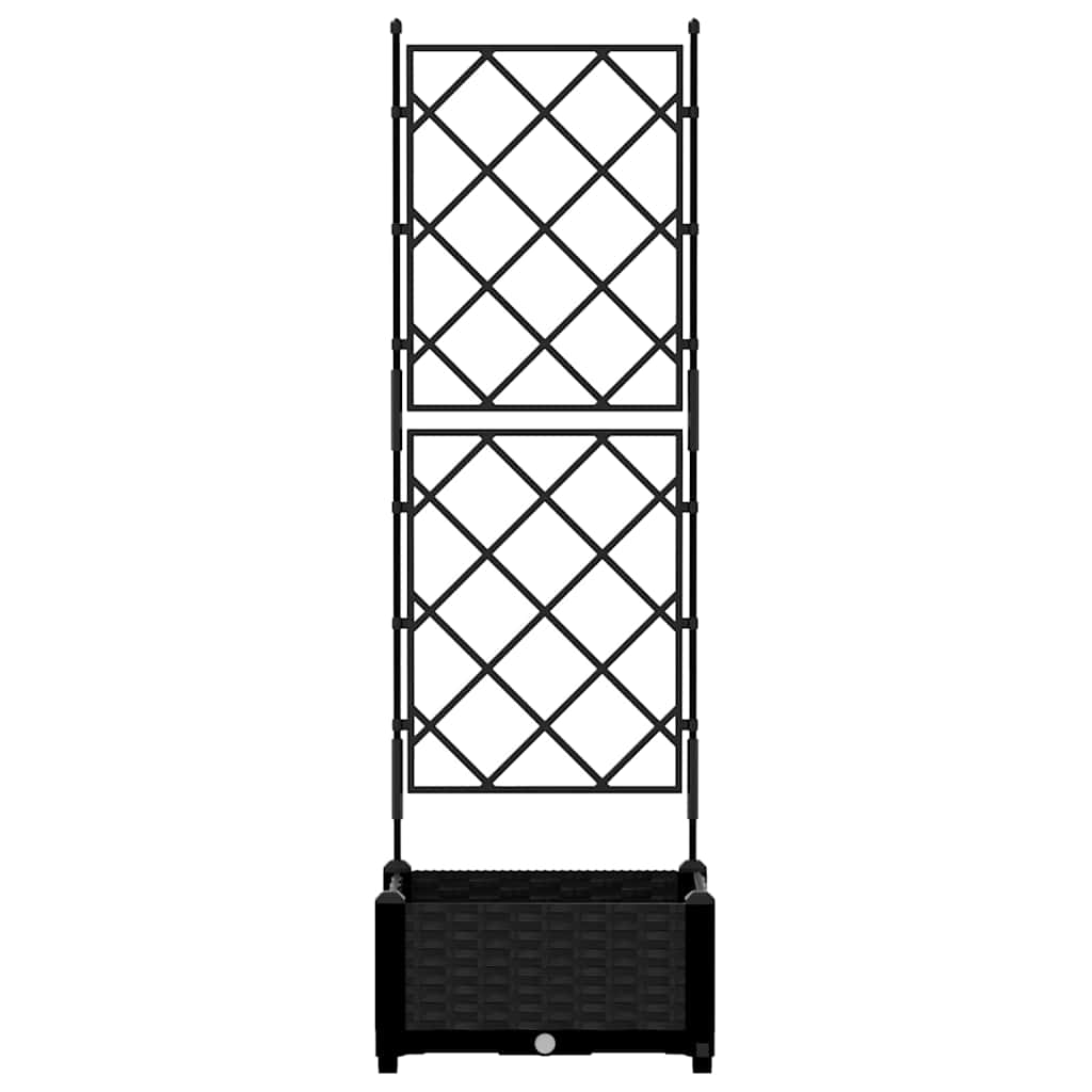 Garden Planter with Trellis Black 40 x 40 x 125.5 cm PP