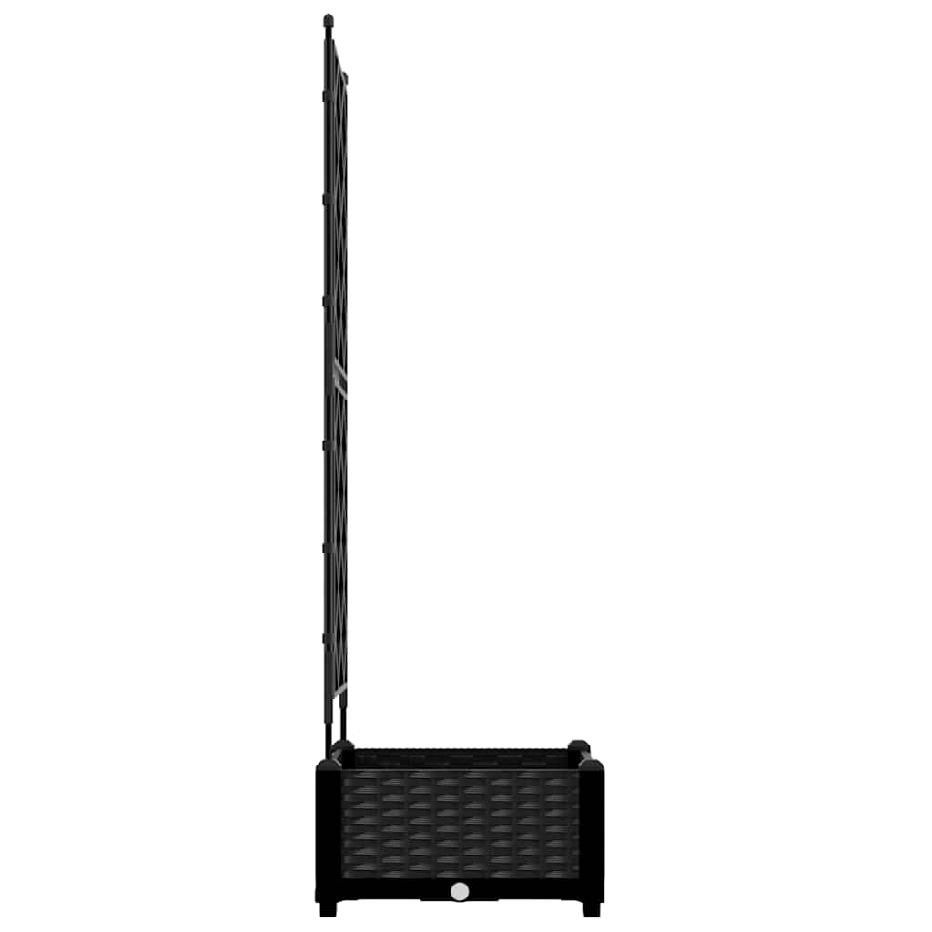 Garden Planter with Trellis Black 40 x 40 x 125.5 cm PP